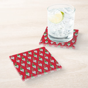 Cat Butt Christmas Glass Coaster