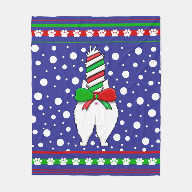 Cat Butt Christmas Green Fleece Blanket (Front)