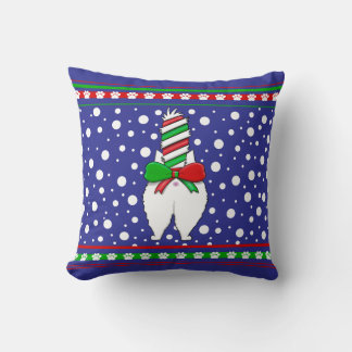 Cat Butt Christmas Green Throw Pillow