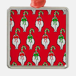 Cat Butt Christmas Metal Ornament