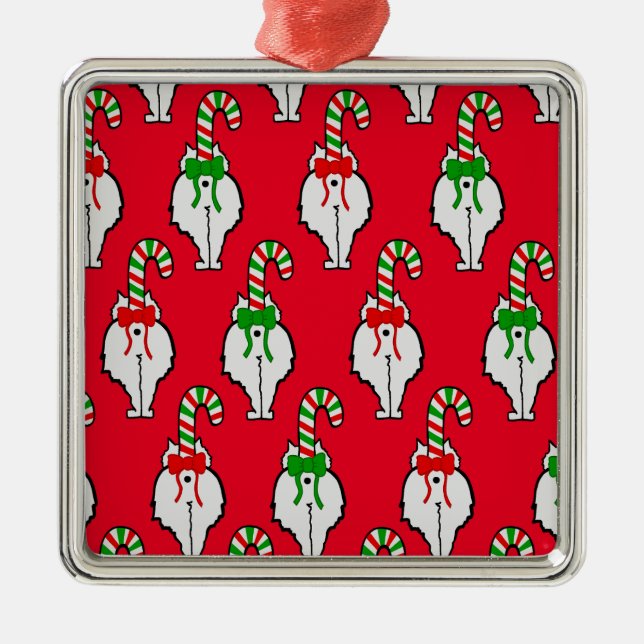 Cat Butt Christmas Metal Ornament (Front)