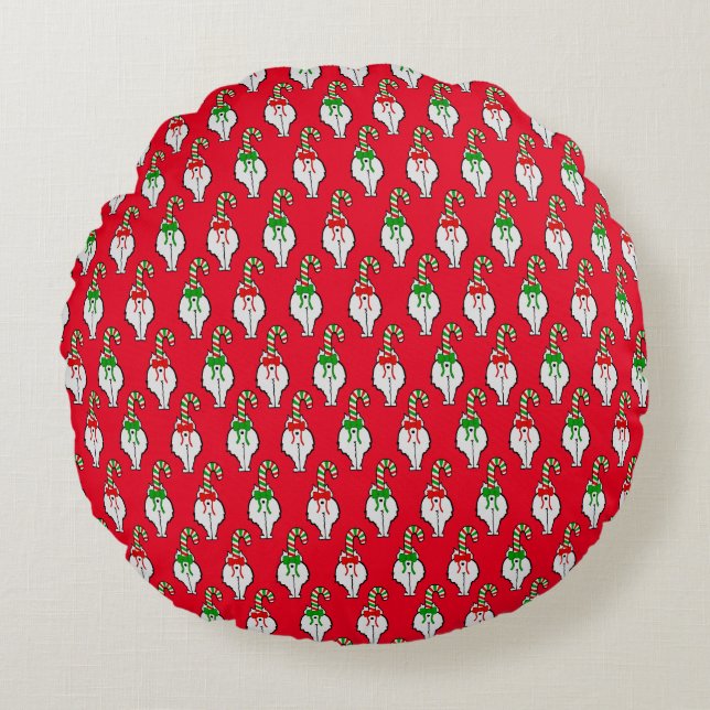 Cat Butt Christmas Round Pillow (Front)