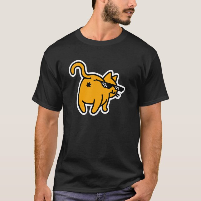 Cat Butt in Face Deal with It Glasses Meme Funny T-Shirt (Front)