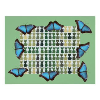 Cat Butterfly Kitten Pattern Office Peace Destiny Poster