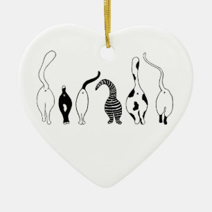 Cat Butts Ceramic Ornament
