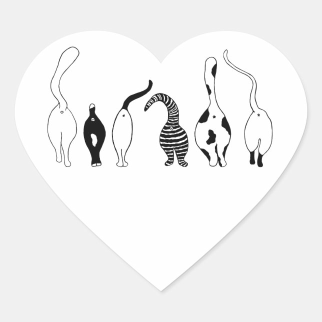 Cat Butts Heart Sticker (Front)