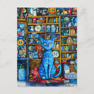 Cat by Colourful Shelf Postcard