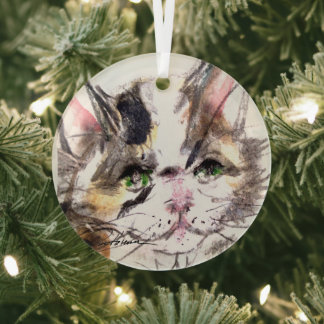 Cat by Hevener Glass Ornament