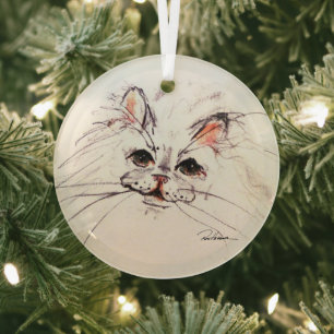 Cat by Hevener Glass Ornament