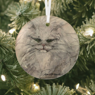 Cat by Hevener Glass Ornament