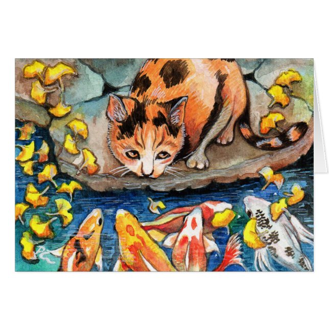Cat by Koi Pond (Front Horizontal)