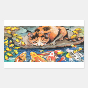 Cat by Koi Pond Sticker