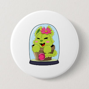Cat Cactus 3 Inch Round Button