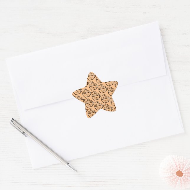 Cat Cafe pattern Star Sticker (Envelope)