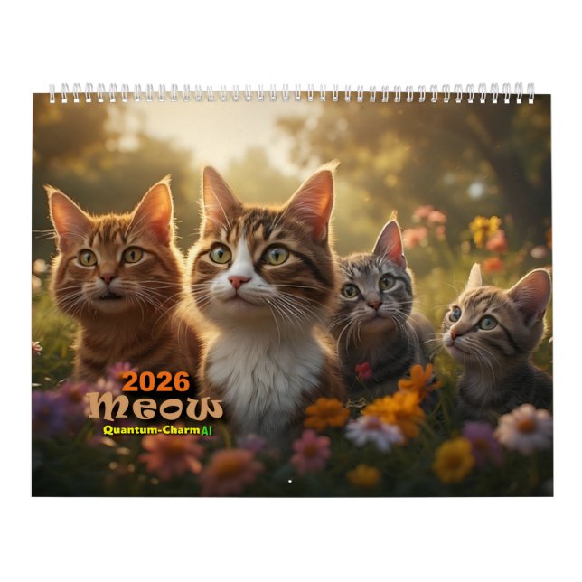 Cat Calendar - Meow - Designed for 2 page layout (Cover)