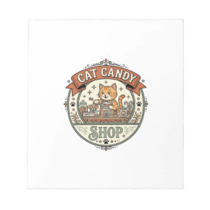 Cat Candy Shop Cat Candy Shop Cat Vintage Vector A Notepad