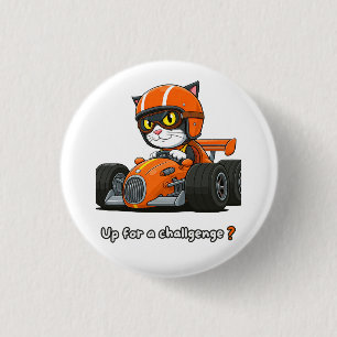 Cat car racing Acrylic Keychain 1 Inch Round Button