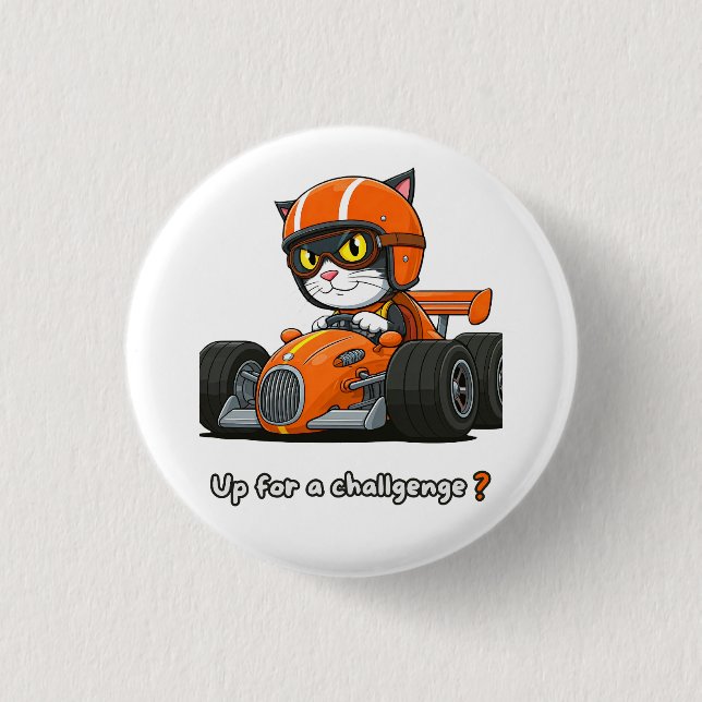 Cat car racing Acrylic Keychain 1 Inch Round Button (Front)