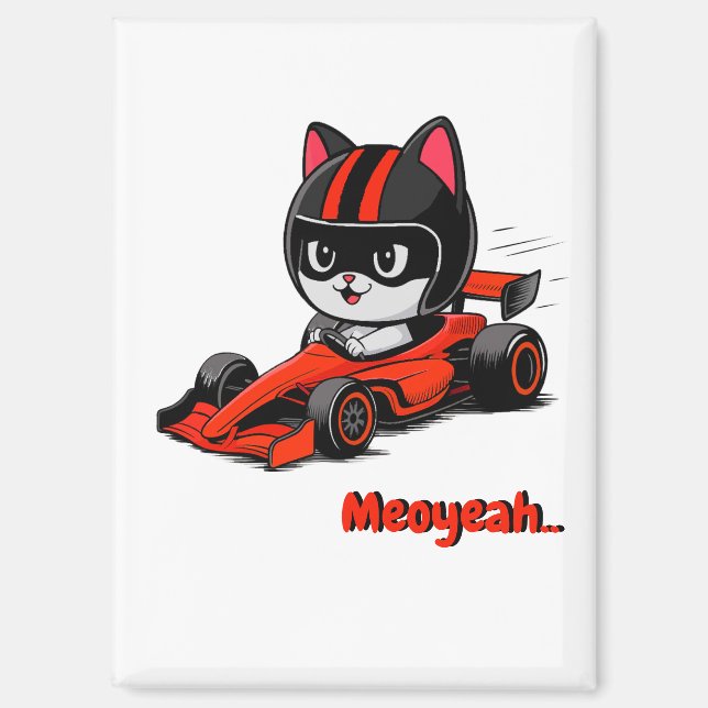 Cat car racing magnet (Front)