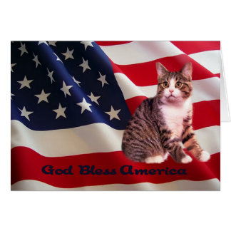 Cat Card God Bless America