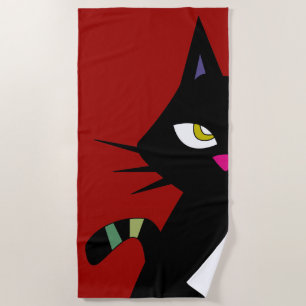 Cat cartoon beach towel