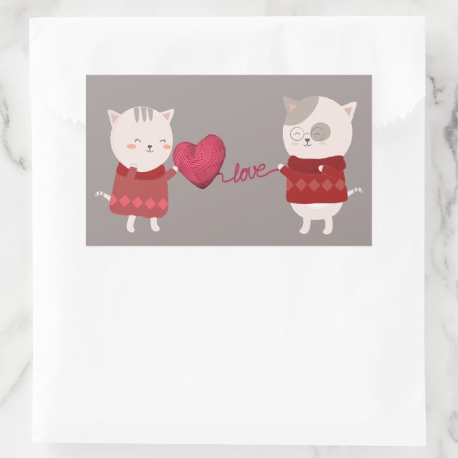 Cat Cartoon Couple  Sticker (Bag)