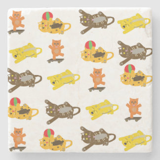 cat cartoon pattern coaster
