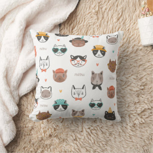 Cat Cartoon Pattern   Throw Pillow
