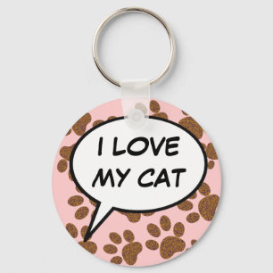 cat cartoon speech bubble keychain