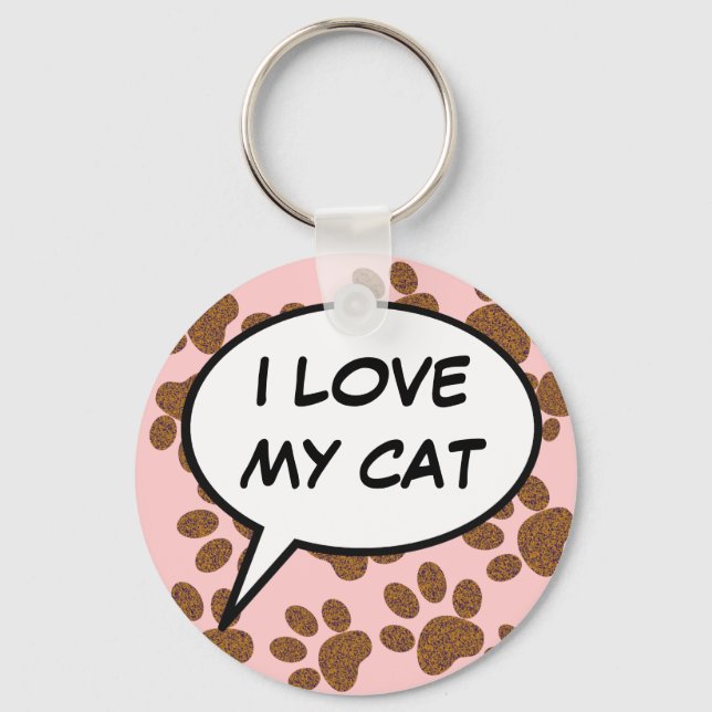 cat cartoon speech bubble keychain (Front)