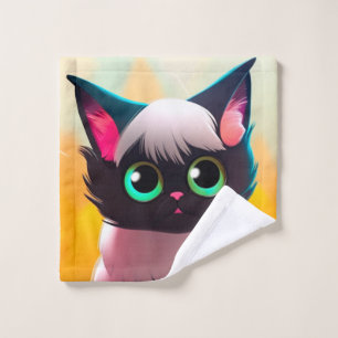 Cat Cartoon Wash Cloth