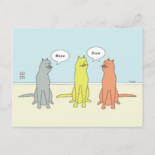 Cat Cartoon With Funny Cats' "Meow" And "Usow" Postcard