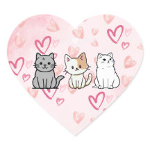 Cat Cartoons and Hearts