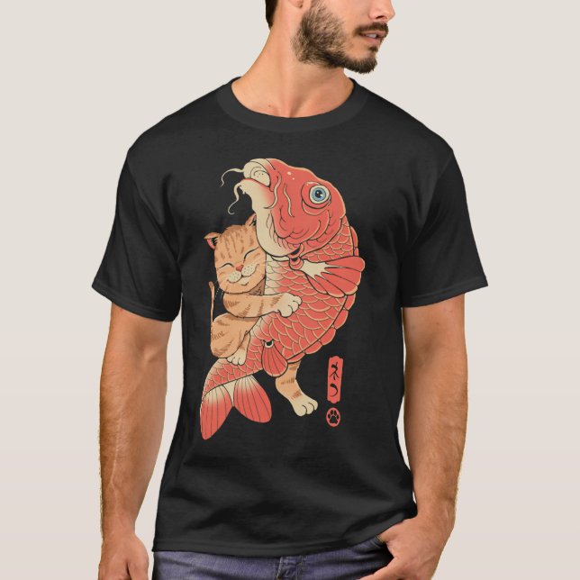 Cat Catching Carp T-Shirt (Front)