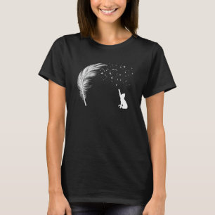 Cat Catching Feather Flying Leaves Cool Street Sty T-Shirt