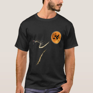 Cat Catching The Moon Witch  Cat Halloween Costume T-Shirt