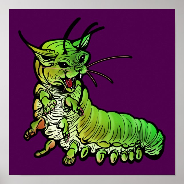 Cat Caterpillar green Poster (Front)