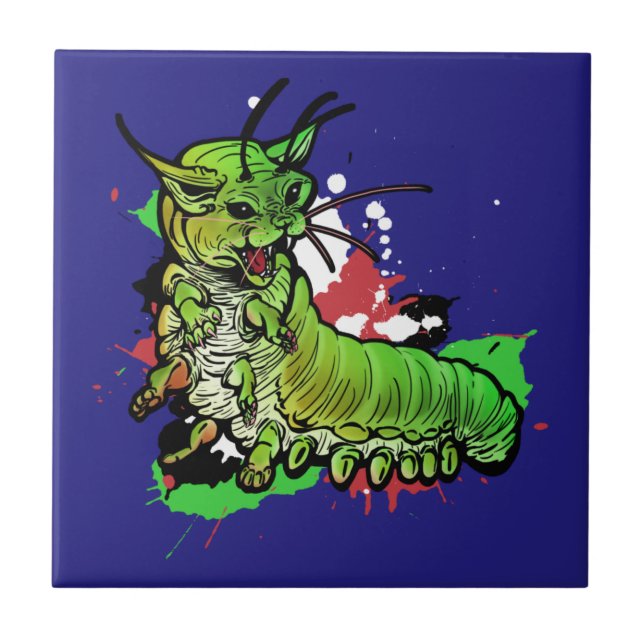 Cat Caterpillar green Tile (Front)
