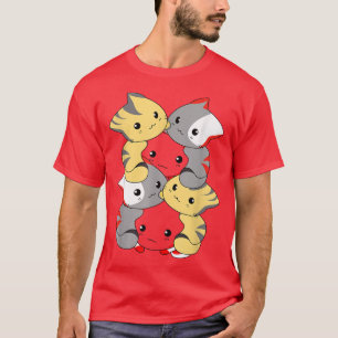 Cat Cats Cute Kitty Pile Anime Neko Kitten Kawaii T-Shirt