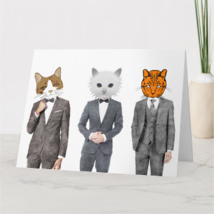 CAT CATS WEARING A SUIT BIG BIRTHDAY CARDS