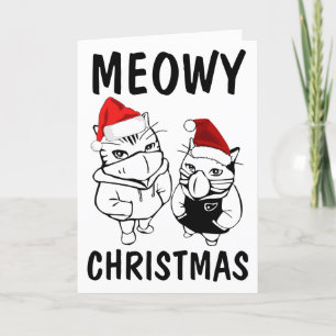 CAT CATS WEARING MASKS FUNNY CHRISTMAS CARDS