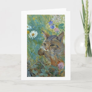 Cat Caught a Bird, Bruno Liljefors Card