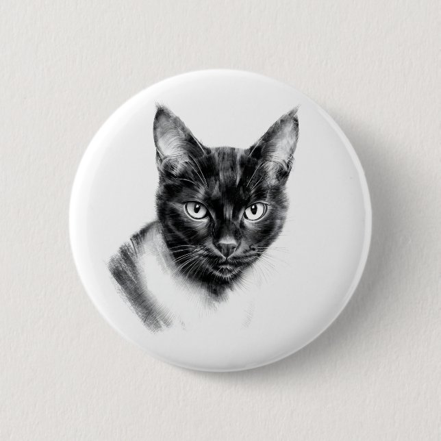 Cat Charcoal 2 Inch Round Button (Front)