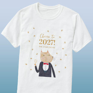 Cat Cheers to 2027 New Year Personalized T-Shirt