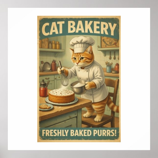 Cat Chef Poster Wall Art (Front)