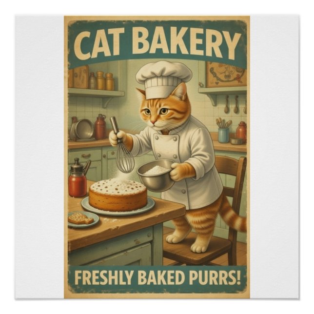 Cat Chef Poster Wall Art (Front)