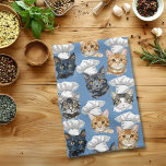 Cat Chefs Cooks Cute Pattern Kitchen Towel<br><div class="desc">This design may be personalized by choosing the Edit Design option. You may also transfer onto other items. Contact me at colorflowcreations@gmail.com or use the chat option at the top of the page if you wish to have this design on another product or need assistance with this design. I am...</div>