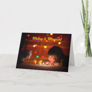 Cat & Child Christmas Greeting Holiday Card