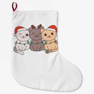 Cat Christmas Animals Cute Cats Holiday Large Christmas Stocking