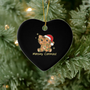 Cat Christmas Animals Cute Cats Meowy Catmas Ceramic Ornament